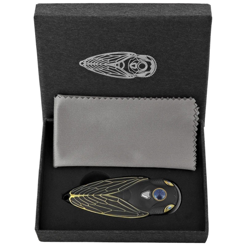 Nóż składany Rike Knife RK Cicada-DG Dark Gray / Gold Titanium, Bead Blasted M390
