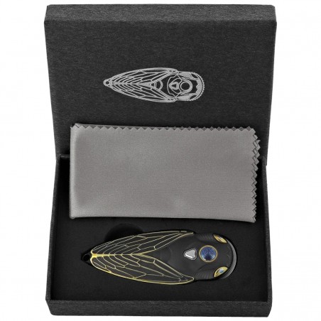 Nóż składany Rike Knife RK Cicada-DG Dark Gray / Gold Titanium, Bead Blasted M390
