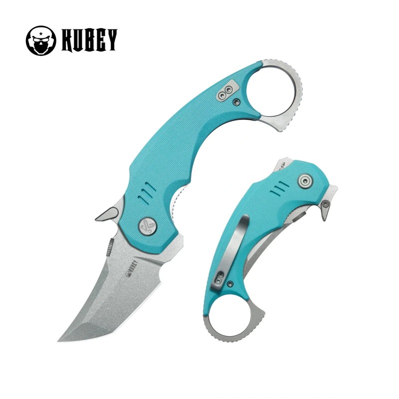 Nóż składany Kubey Jaw Tanto Light Blue G10, Beadblasted 14C28N by MUZI Design (KU439B)