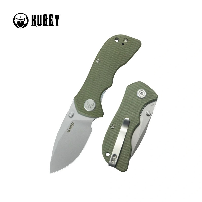 Nóż składany Kubey Karaji Green G10, Beadblasted 14C28N (KU180S)