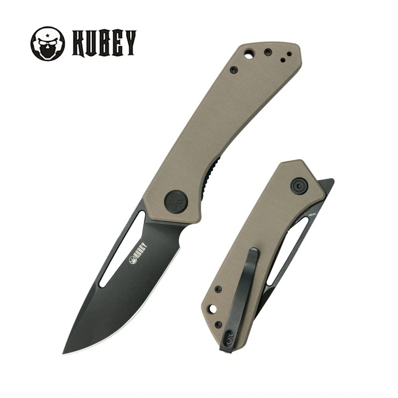 Nóż składany Kubey Thalia Tan G10, Blackwash 14C28N (KU331U)