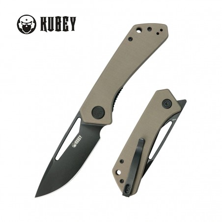 Nóż składany Kubey Thalia Tan G10, Blackwash 14C28N (KU331U)