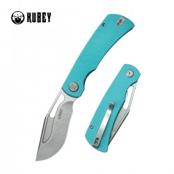 Nóż składany Kubey Gurkha Tiffany Blue G10, Beadblasted 14C28N by Johan Jordaan (KU397B)