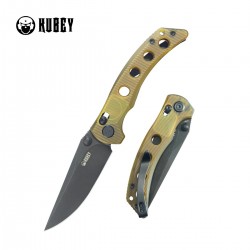 Nóż składany Kubey Hound Yellow Ultem, Black PVD 14C28N by Maksim Tkachuk (KU172H)