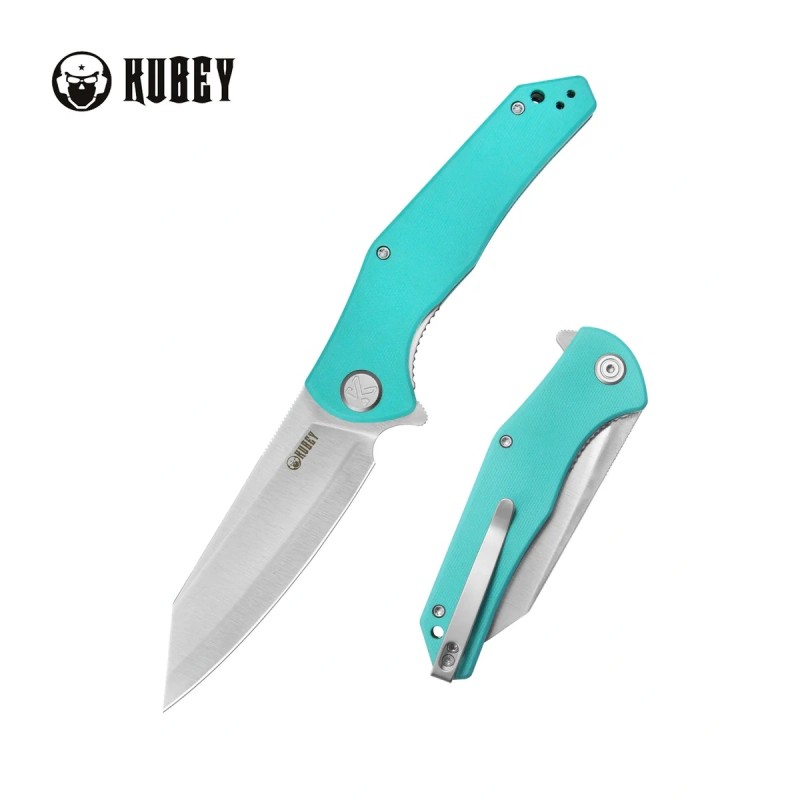 Nóż składany Kubey Flash KU158M, Light Blue G10, Satin San Mai M2