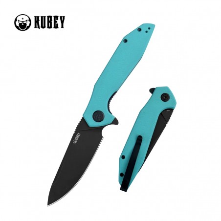 Nóż składany Kubey Nova KU117S, Light Blue G10, Blackwashed 14C28N