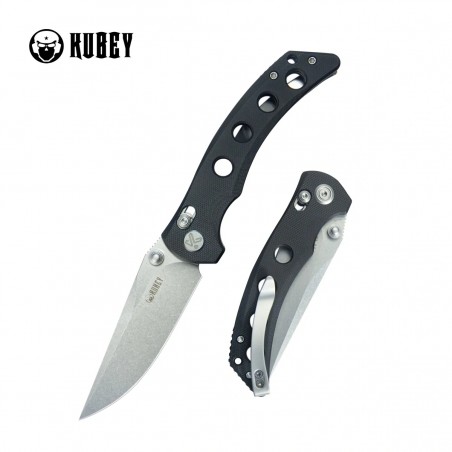 Nóż składany Kubey Hound Black G10, Stonewashed 14C28N by Maksim Tkachuk (KU172A)