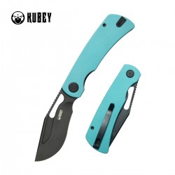 Nóż składany Kubey Gurkha Tiffany Blue G10, Blackwash 14C28N by Johan Jordaan (KU397F)