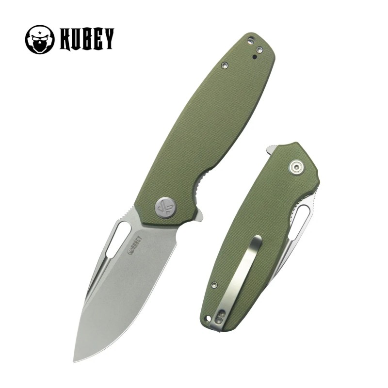 Nóż składany Kubey Tityus Green G10, Beadblasted 14C28N (KU322P)