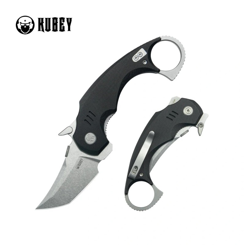 Nóż składany Kubey Jaw Tanto Black G10, Beadblasted 14C28N by MUZI Design (KU439A)