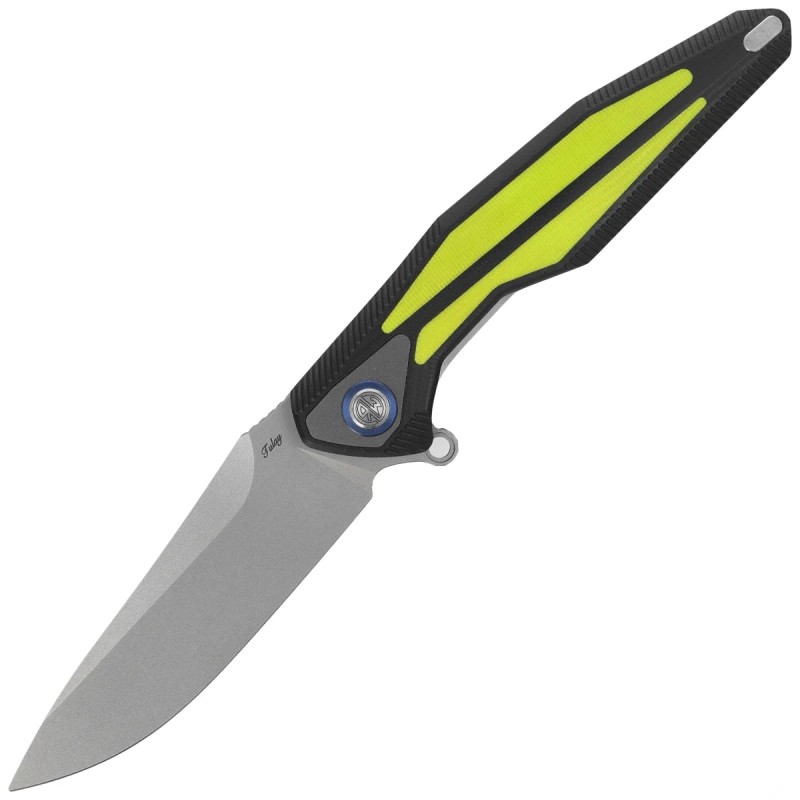 Nóż składany Rike Knife Tulay Black / Fluorescent Green Inlay, Matted 154CM (RK-TULAY-BFG)