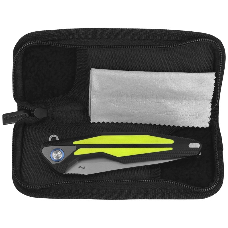 Nóż składany Rike Knife Tulay Black / Fluorescent Green Inlay, Matted 154CM (RK-TULAY-BFG)