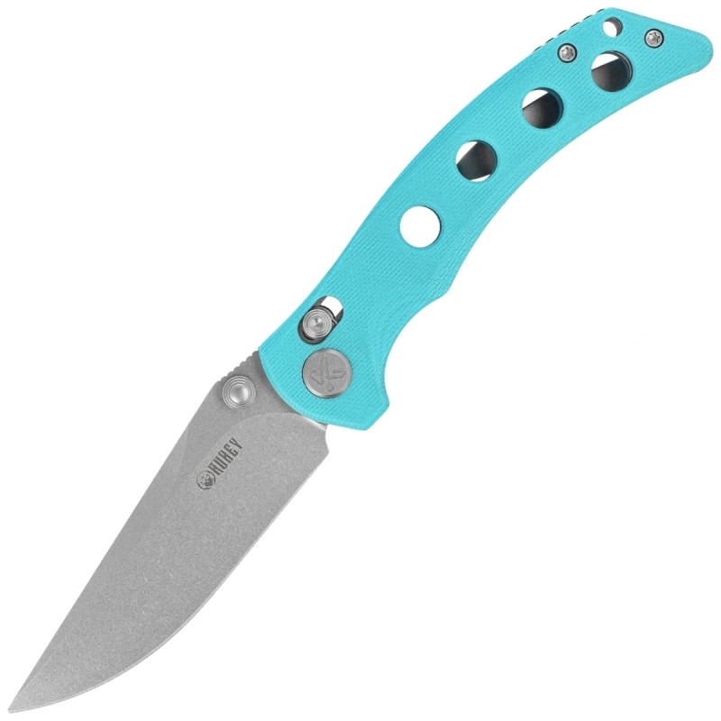 Nóż składany Kubey Hound Light Blue G10, Stonewashed 14C28N by Maksim Tkachuk (KU172C)