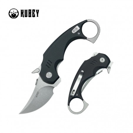 Nóż składany Kubey Jaw Black G10, Beadblasted 14C28N by MUZI Design (KU440A)