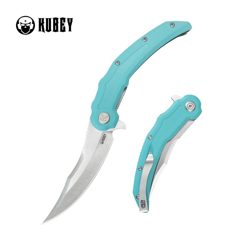 Nóż składany Kubey Crest Light Blue G10, Satin 14C28N by Yuze Zhong (KU346B)