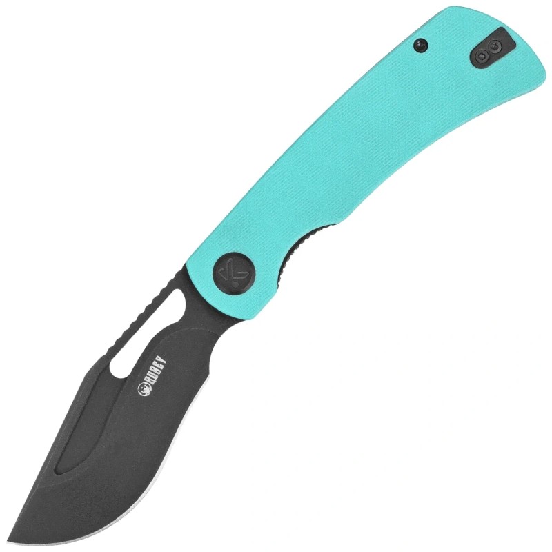 Nóż składany Kubey Gurkha Light Blue G10, Blackwashed 14C28N by Johan Jordaan (KU397F)