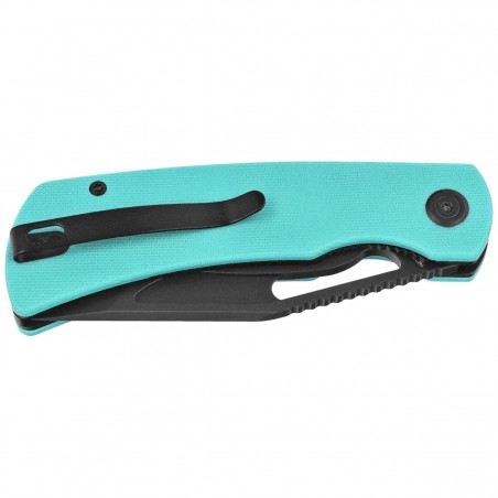 Nóż składany Kubey Gurkha Light Blue G10, Blackwashed 14C28N by Johan Jordaan (KU397F)