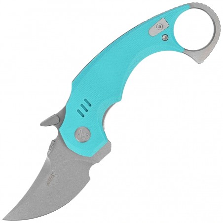 Nóż składany Kubey Jaw Light Blue G10, Beadblasted 14C28N by MUZI Design (KU440B)