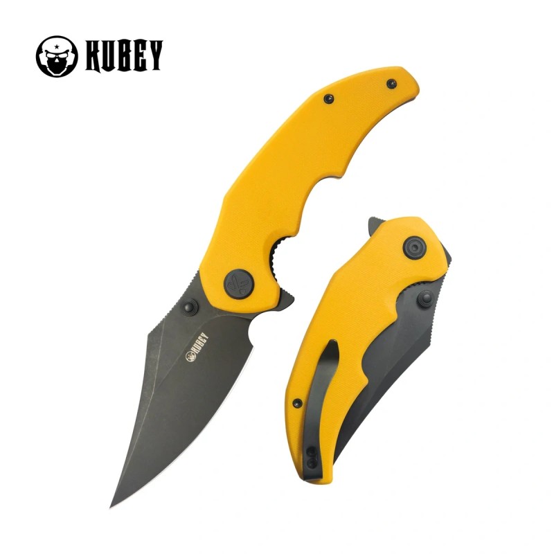 Nóż składany Kubey Ceto Yellow G10, Blackwashed 14C28N by MUZI Design (KU181G)