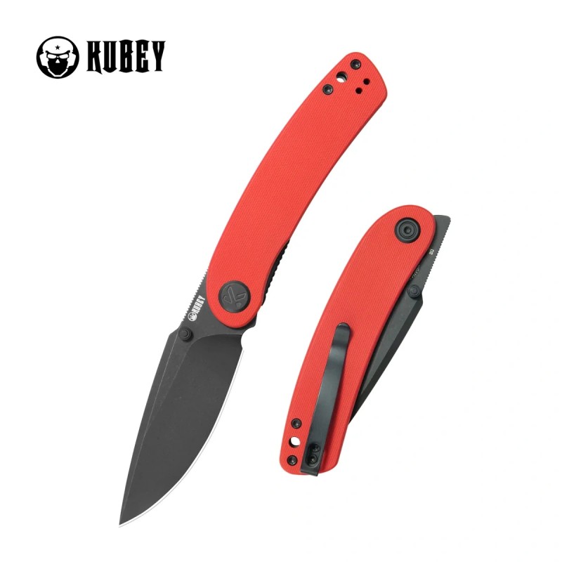 Nóż składany Kubey Momentum Red G10, Blackwashed D2 by Sherif Manganas (KU344P)