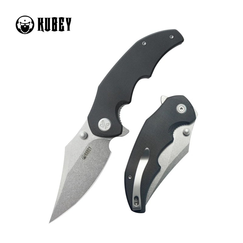 Nóż składany Kubey Ceto Black G10, Stonewashed 14C28N (KU181A)