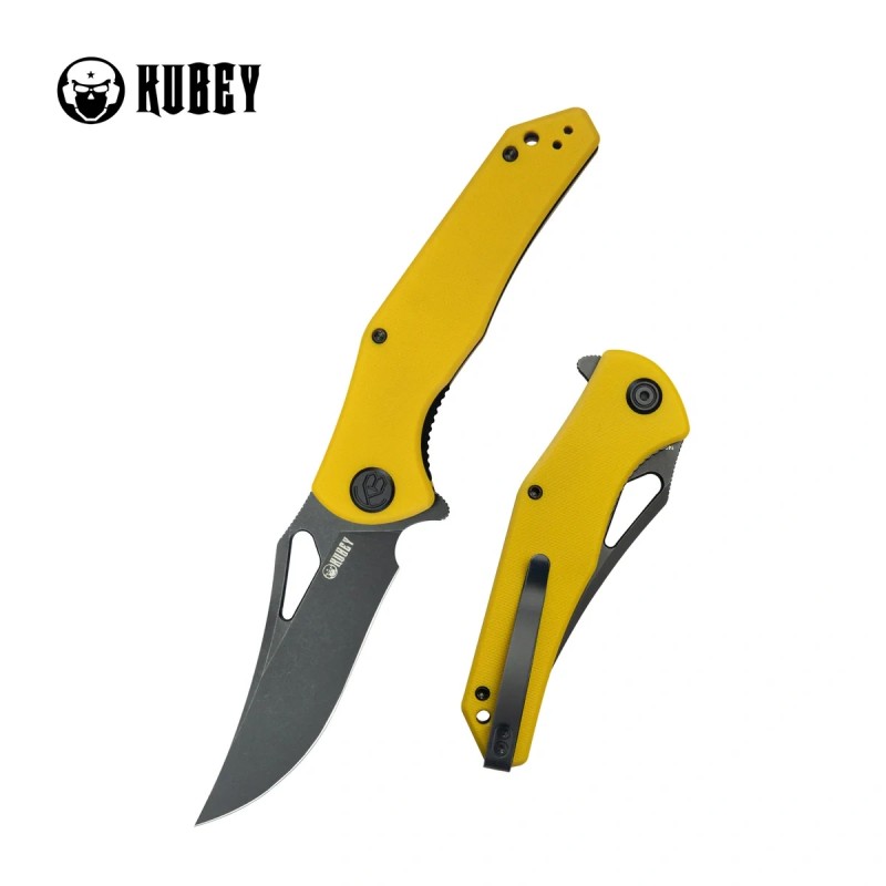 Nóż składany Kubey Phemius KU149E Yellow G10, Blackwashed 14C28N