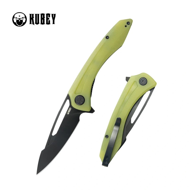 Nóż składany Kubey Merced Translucent Yellow G10, Blackwashed 14C28N by Sherif Manganas (KU345Q)