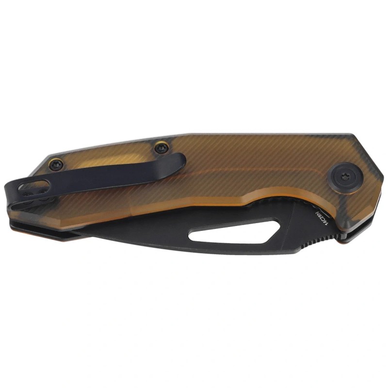 Nóż składany Kubey Coeus Yellow Ultem, Blackwashed 14C28N (KU122T)