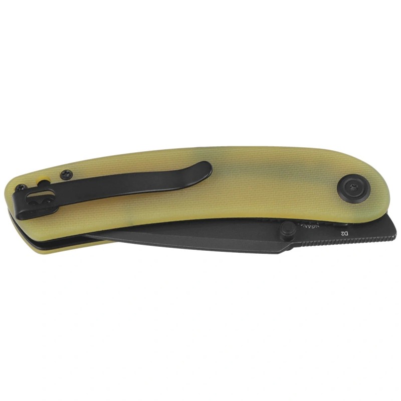 Nóż składany Kubey Momentum Translucent Yellow G10, Blackwashed D2 by Sherif Manganas (KU344O)