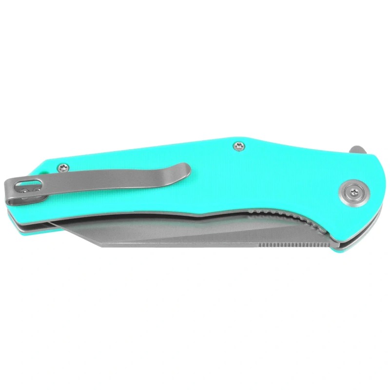 Nóż składany Kubey Flash KU158M, Light Blue G10, Satin San Mai M2
