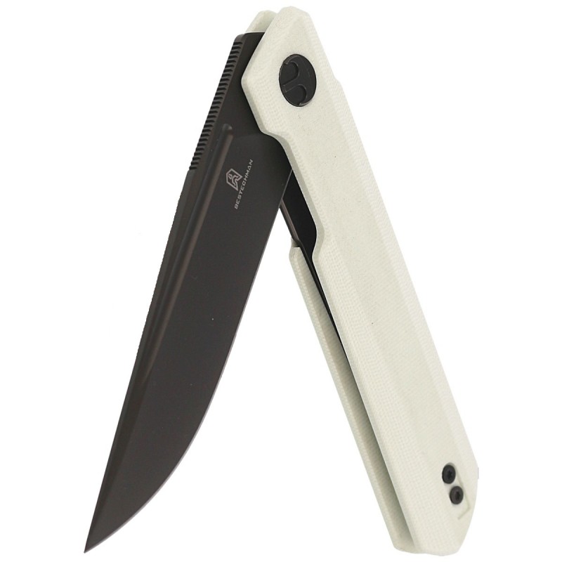 Nóż składany Bestechman Dundee White G10, Grey PVD D2 by Ostap Hel (BMK01I)
