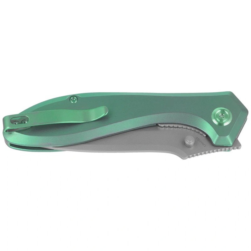 Nóż składany Kubey Ruckus Green Titanium, Beadblasted CPM 20CV by Sherif Manganas (KB314S)