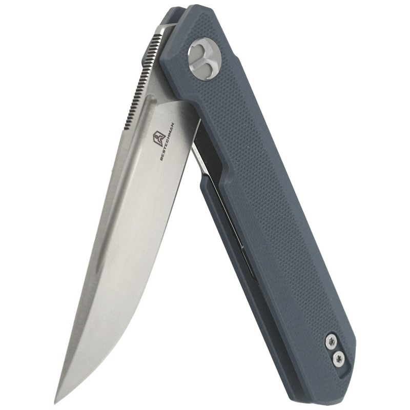 Nóż składany Bestechman Mini Dundee Grey G10, Stonewashed / Satin D2 by Ostap Hel (BMK03D)