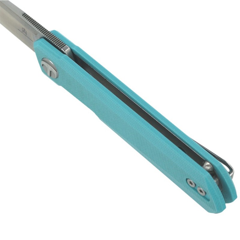 Nóż składany Bestechman Mini Dundee Light Blue G10, Stonewashed / Satin D2 by Ostap Hel (BMK03C)