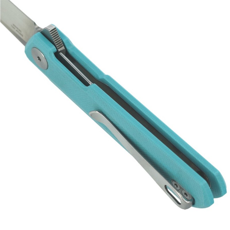 Nóż składany Bestechman Mini Dundee Light Blue G10, Stonewashed / Satin D2 by Ostap Hel (BMK03C)
