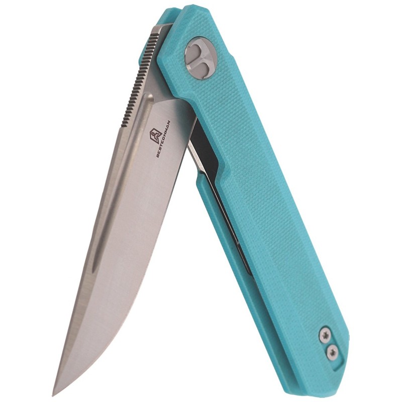 Nóż składany Bestechman Mini Dundee Light Blue G10, Stonewashed / Satin D2 by Ostap Hel (BMK03C)