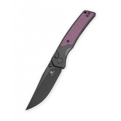 Nóż składany Bestechman Icebreaker Black Matte Anodized Aluminum with Purple G10 Inlays, Black PVD D2 (BMK16C)
