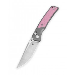 Nóż składany Bestechman Icebreaker Grey Matte Anodized Aluminum with Pink G10 Inlays, Satin D2 (BMK16B)