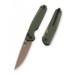 Nóż składany Bestechman Velix OD Green G10, Gold PVD 14C28N Steel by Ostap Hel (BMK07G)