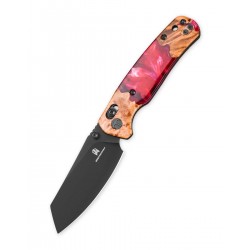 Nóż składany Bestechman Cicada's Wing Wood / Red Resin, Black PVD 10Cr15MoV (BMK06-W-5)