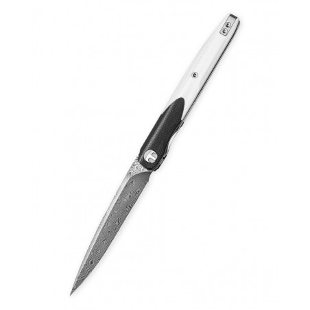 Nóż składany Bestechman Lanza Black-White G10, Damascus by Grzegorz Grabarski (BMK14-D-1)