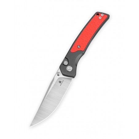 Nóż składany Bestechman Icebreaker Black Aluminum / Red G10, Satin D2 (BMK16A)