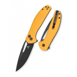 Nóż składany Bestechman Whalefin Yellow G10, Black PVD D2 (BMK18E)