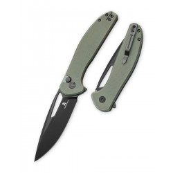 Nóż składany Bestechman Whalefin OD Green G10, Black PVD D2 (BMK18D)