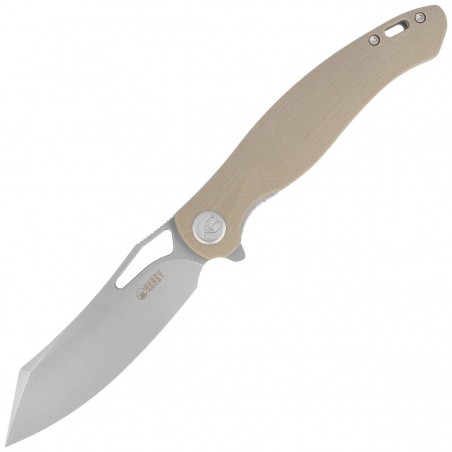 Nóż składany Kubey Drake Tan G10, Beadblasted AUS-10 by Maksim Tkachuk (KU239J)