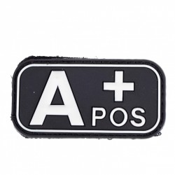 Emblemat narzepka 3D PVC grupa krwi A Plus czarny