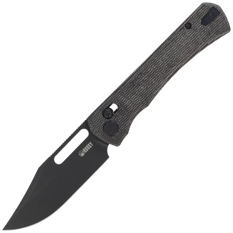 Nóż składany Kubey TBO Black Micarta, Blackwashed 14C28N by Johan Jordaan (KU396D)