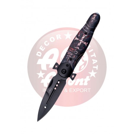 Nóż składany Third Decor Habitat N120T 3D Hospitaller Warrior Beechwood, Black 420 (TH-N120T)