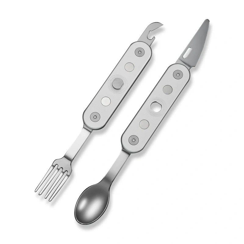 Niezbędnik Civivi Partake 4-in-1 Multi-Tool, Knife, Fork, Spoon, Can Opener, Silver Aluminium, Satin Stainless Steel (C24032C-3)