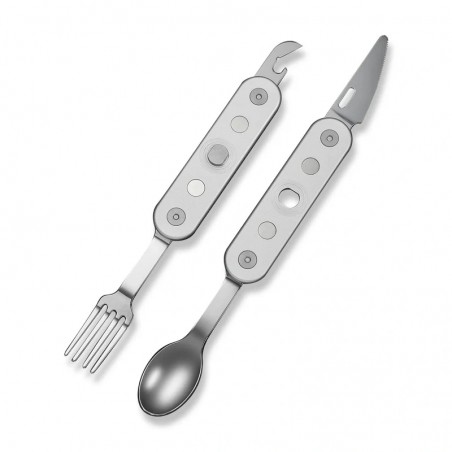 Niezbędnik Civivi Partake 4-in-1 Multi-Tool, Knife, Fork, Spoon, Can Opener, Silver Aluminium, Satin Stainless Steel (C24032C-3)